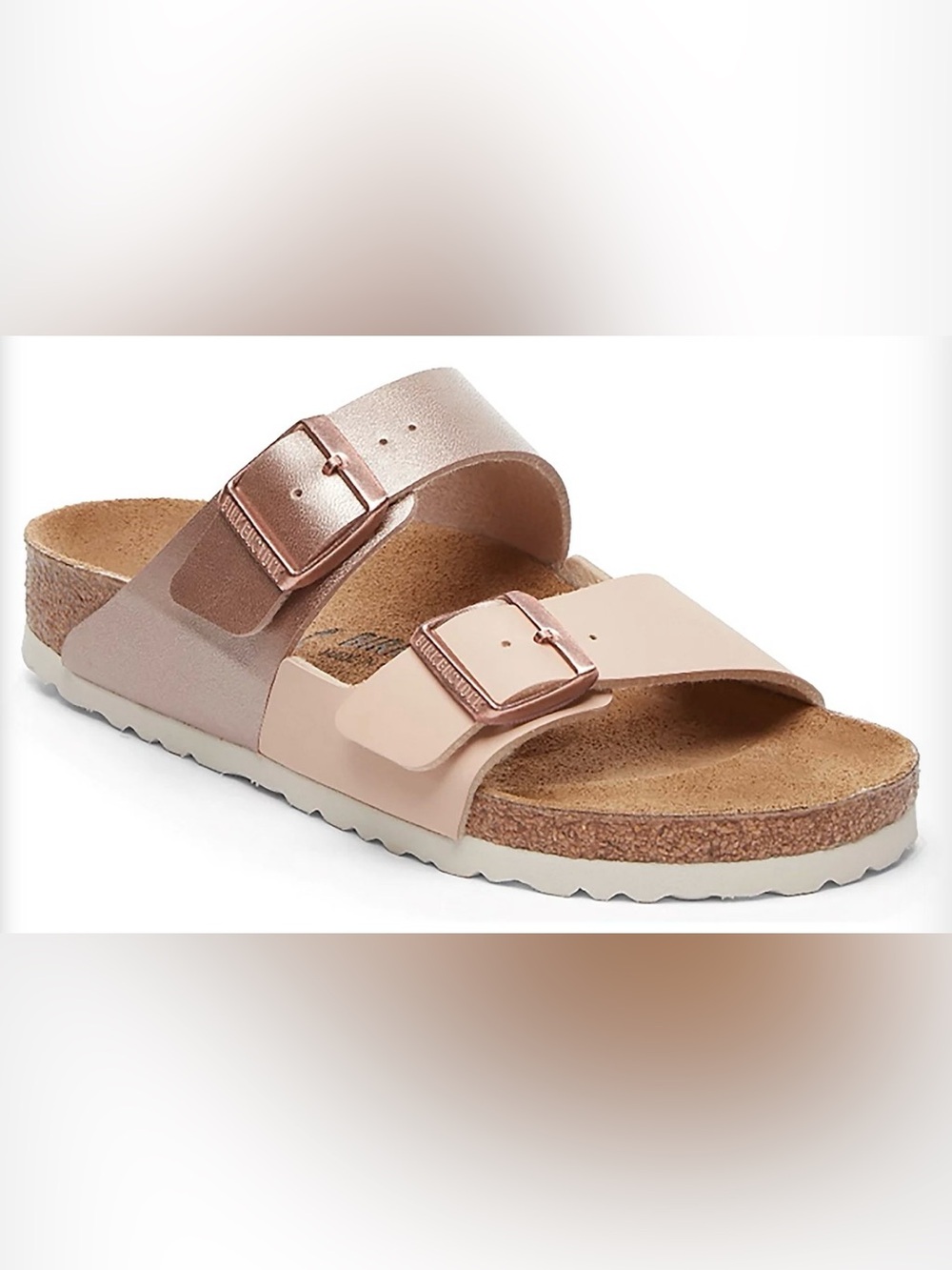 Birkenstock Arizona Soft Pink Sandals Rose Gold Buckles Sz 37 US Women 6.5-7